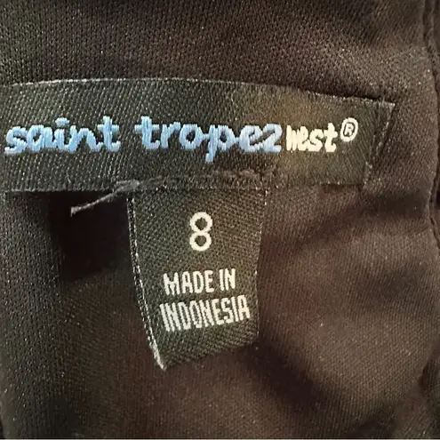 Saint Tropez West Black Ruffle Sleeve Sheath Size 8 Minimalist Quiet Luxury LBD