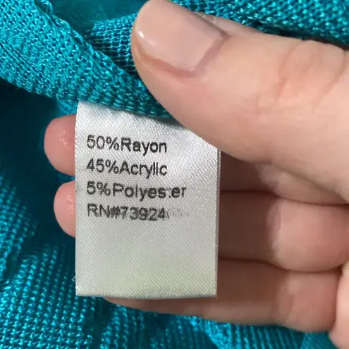 Ming Wang turquoise textured studded cropped knit jacket size S