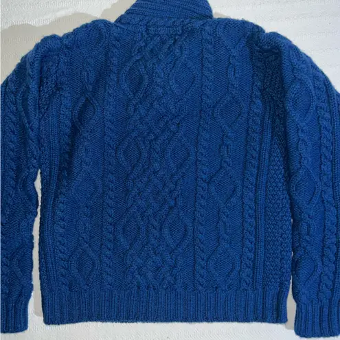 Aran Sweater Market Fisherman Wool Sweater Ireland Large Cream Blue Size XS