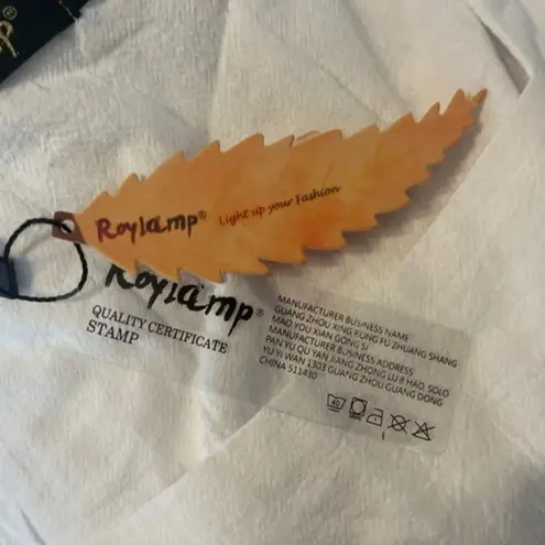 NWT ROYLAMP 2 Piece Outfits Sleeveless Square Neck Tops Wide Leg Pants / Pockets White Size M