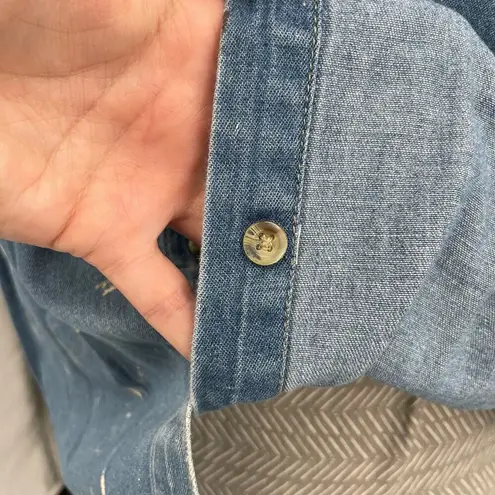 Cabin creek Vintage Painted Distressed Chambray Sleeveless Blouse Blue Size L