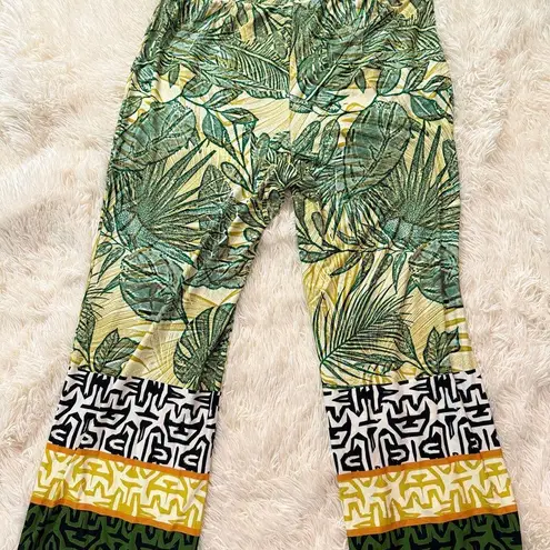 Peck & Peck Green and Yellow Wide Leg Pants Size L