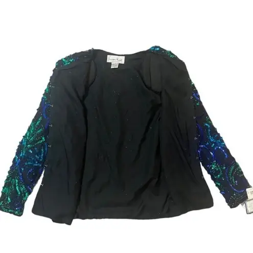 Laurence Kazar Vintage Beaded Silk Sequin Jacket 80s Glam Medium