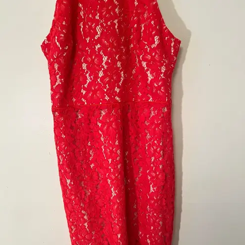 ABS Allen Schwartz NWT A.B.S Halter Red Lace Dress size 4