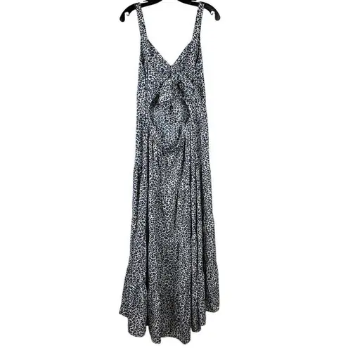 BTFBM Full Length Animal Print Back Cutout Summer Dress XL Blue