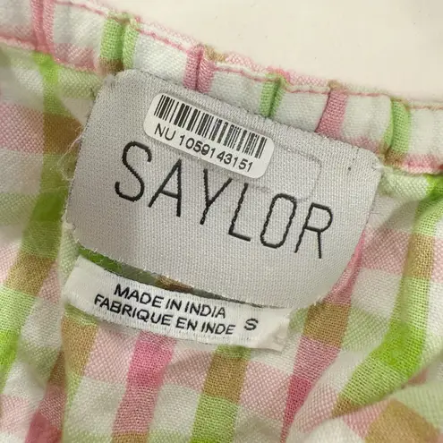 Saylor  Lantana Dress size Small Pink‎ and Green Gingham Ruffle Mini