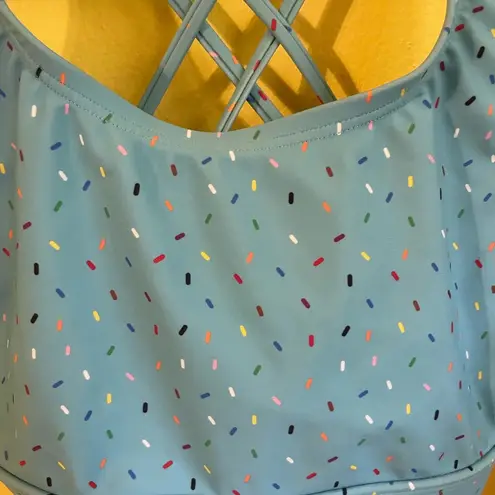 Blue Strappy Humankind Confetti Sports Bra