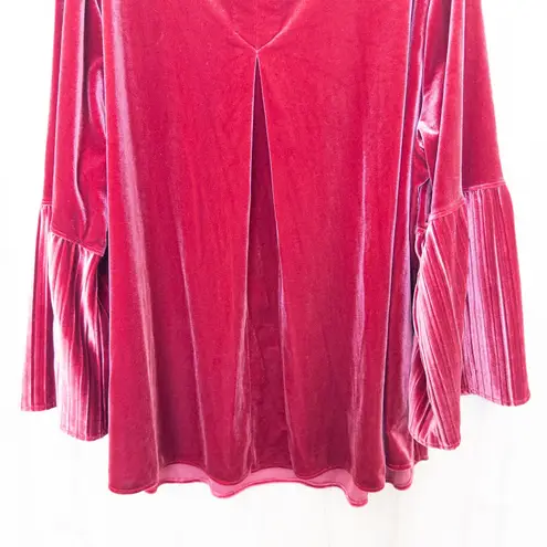 Womens Velvet Top Size 2X Dark Pink Bell Sleeve Boho Holiday Romantic Party Luxe