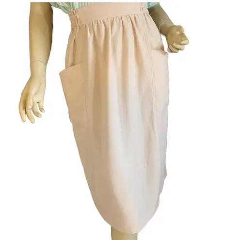 Ezra BEIGE ELASTIC WAIST APRON POCKETS MIDI SKIRT (L)