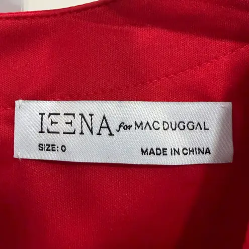 Mac Duggal 26928 NWT Red Short Puff Sleeve Faux Wrap Mini Dress