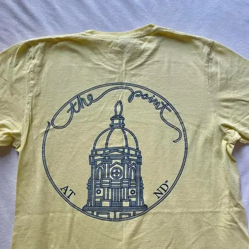 pastel yellow and blue Notre Dame knitting club shirt Size M