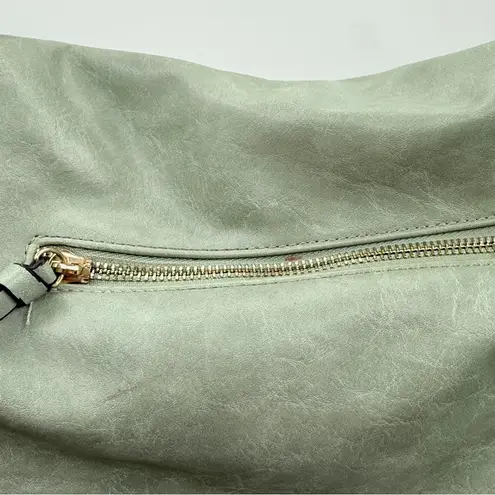 Sage Green Faux Leather Crossbody Bag Women’s Adjustable Strap Tassel Pocket