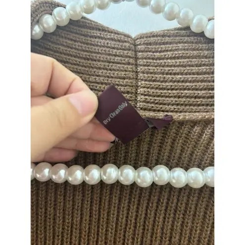 Bruno Magli Merino Wool Ribbed Belted Shawl Cardigan Women's M TAN Size M