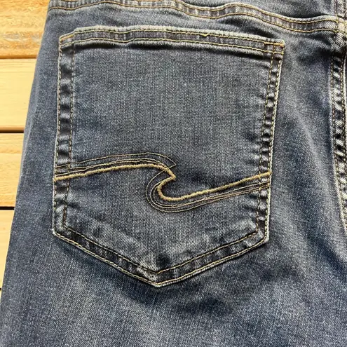 Silver Jeans Vintage Co Suki Slim Bootcut Dark Wash Distressed Hem Denim Sz 18