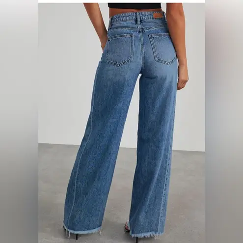 Sidefeel Women's Wide Leg Jeans High Waisted Strechy Raw Hem / NWOT