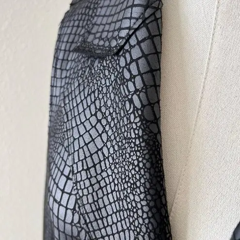 Love Token Trench Coat Women Black XS Olga Croc Pockets Waist Tie EUC