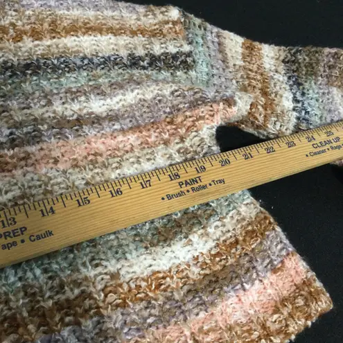 Striped Knit Sweater Crewneck Pullover Brown Beige Multicolor Medium