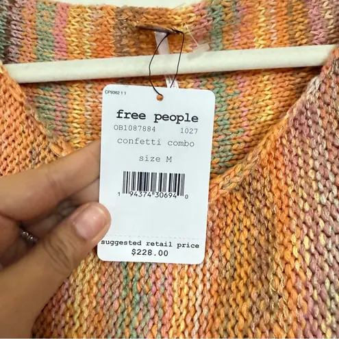 Free People  Radiate Striped Pullover Fringed NWT Confetti Combo Sweater Size M - Image 8