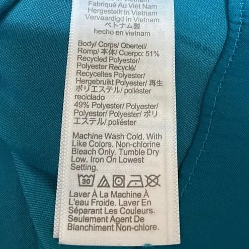 J.Crew Teal Blue Green Long Sleeve Scoop Ruffle Neck Pullover Blouse Top Size S