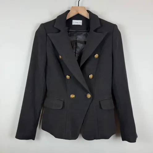 LIONESS  Palermo Blazer Jacket Women XS Black Gold‎ Button Career Classic Preppy