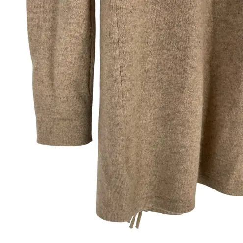 Magaschoni 100% Cashmere Fringe Trim Open Front Cardigan Brown Size XS