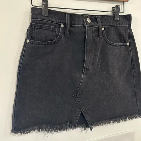 Madewell NWT  Rigid Denim A-Line Mini Skirt in Lunar Wash Cutout Black Sz 25