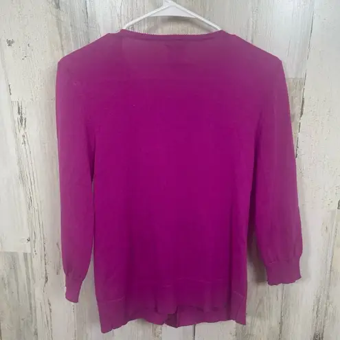 Tabitha Anthropologie Beribboned Buds Cardigan Fuschia Purple Size M Feminine Size M