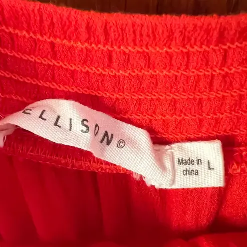 Ellison Revolve Embroidered Belted Red Orange Peasant Boho Midi Maxi Dress Large