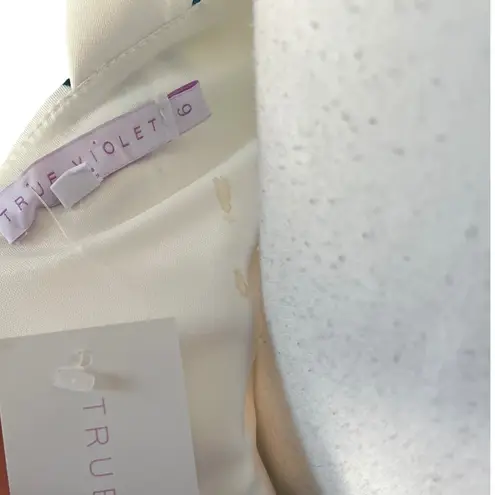 True Violet White Floral Dress Ruffle Hem Square Neck Cocktail Party Sz 6