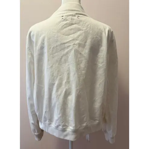 XiRENA Cotton Twill Bomber Varsity Jacket Size M (minimalist streetwear) White Size M