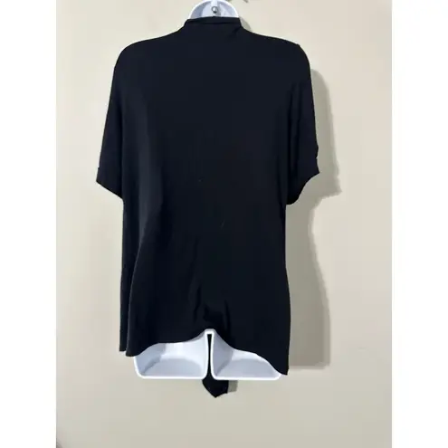 Storm Black Open Front Duster Cardigan Short Sleeve Waterfall Hem Womens Size undefined