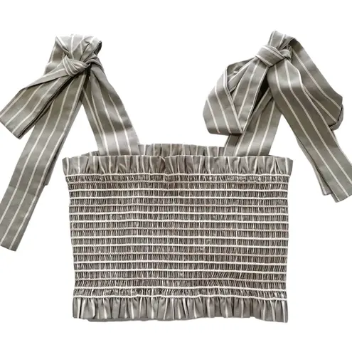 Petersyn New Striped Smocked Tie Strap Crop Tank Top Nola Sonoma