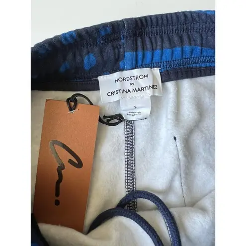Nordstrom  Cristina Martinez Mixed Print Fleece Shorts Small S Navy Blue
