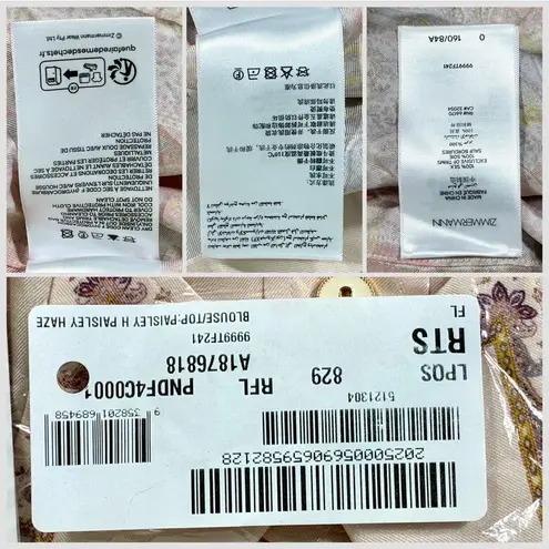 Zimmermann Illustration Paisley Silk Button Up Shirt Paisley Haze 4 US 0 AU NWT