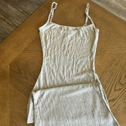 SKIMS SOFT LOUNGE LONG SLIP DRESS, HEATHER GREY, SIZE X-Small , $80