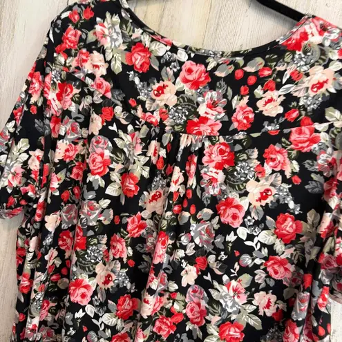 * Women's Floral Print Plus Size 3X Stylish Feminine Lightweight Summer Spring Black