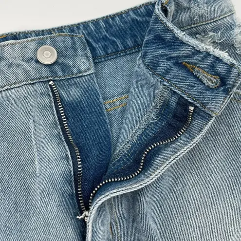 Peach Love California Jean Shorts Size Large Denim Faux Pockets 100% Cotton