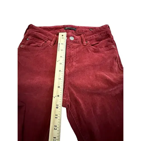 Dear John  Velvet Jeans Women Sz 27 Giselle High Waist Skinny Pants Dark Red #N11