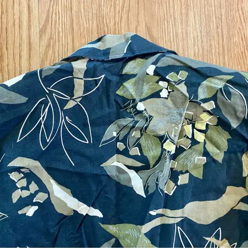 Rafaella Vintage Oversized Black Green Floral Ramie Blazer Womens 8