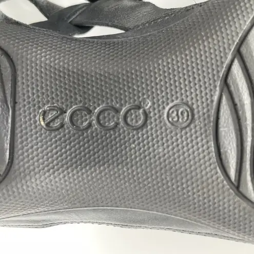 Ecco Womens 8 Sandals Black Leather Strappy Comfort Flats Shoes Back Strap