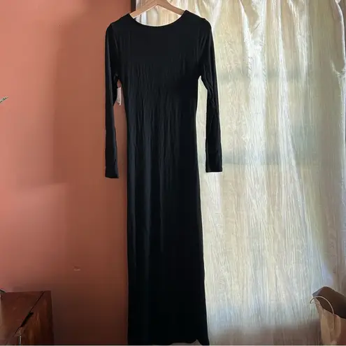 Sophie Rue Stella Ruched Jersey Maxi Dress Long Black Cutout Stretchy NWT Size M