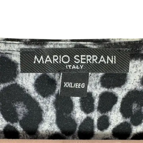 Mario Serrani Italy Gray Black Leopard Print Long Sleeve Stretchy Blouse Sz XXL