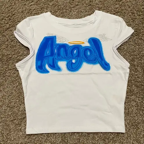 Y2K Aesthetic Angel Printed Crop Top