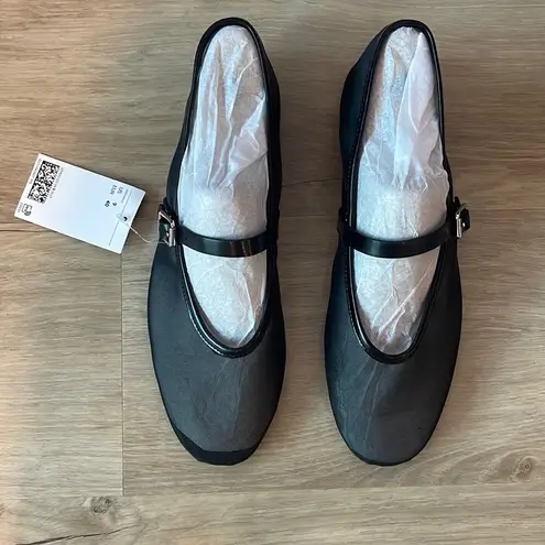 H&M Black Mary Jane Mesh Ballet Flat sz 9 balletcore