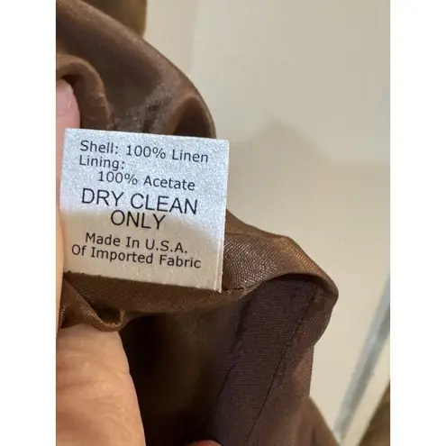 Sara Campbell 100% Linen Brown Dress‎ Chic Fit And Flare Size 6