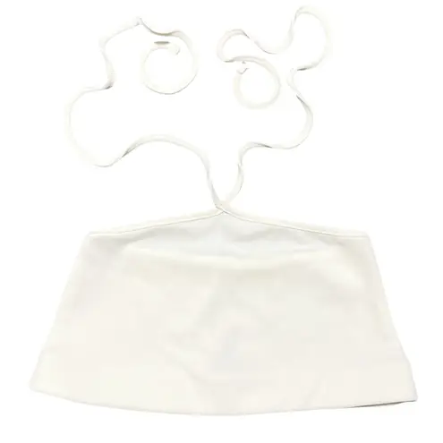 New AsYou Tie Waist Strapless Bandeau Crop Top Off White Size 10