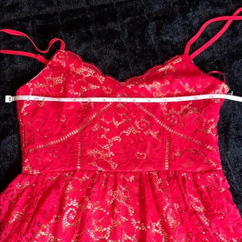 Nsr Women's Crochet Stretch Lace Midi Dress Vibrant Reddish Pink Small NWOT