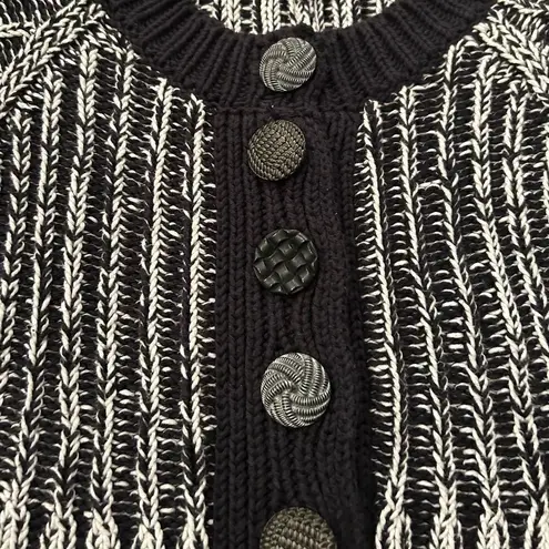 Pure Brand Black White English Handmade Cotton Cardigan Sweater Medium Large