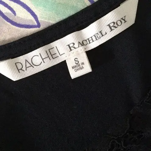 Rachel Rachel Roy black eyelash lace and jersey top. NWOT
