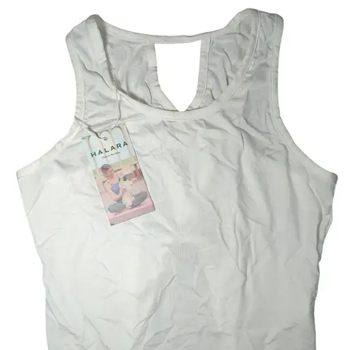 Halara Cut Out Asymmetric Hem Sheer Casual Tank Top XS White NWT